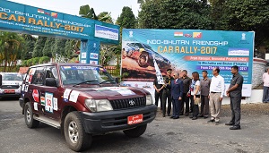 The Governor of Arunachal Pradesh Brig. (Dr.) B.D. Mishra (Retd.) flag off the second edition of Indo  Bhutan Friendship Car Rally 2017 at Itanagar on 21st November 2017. 